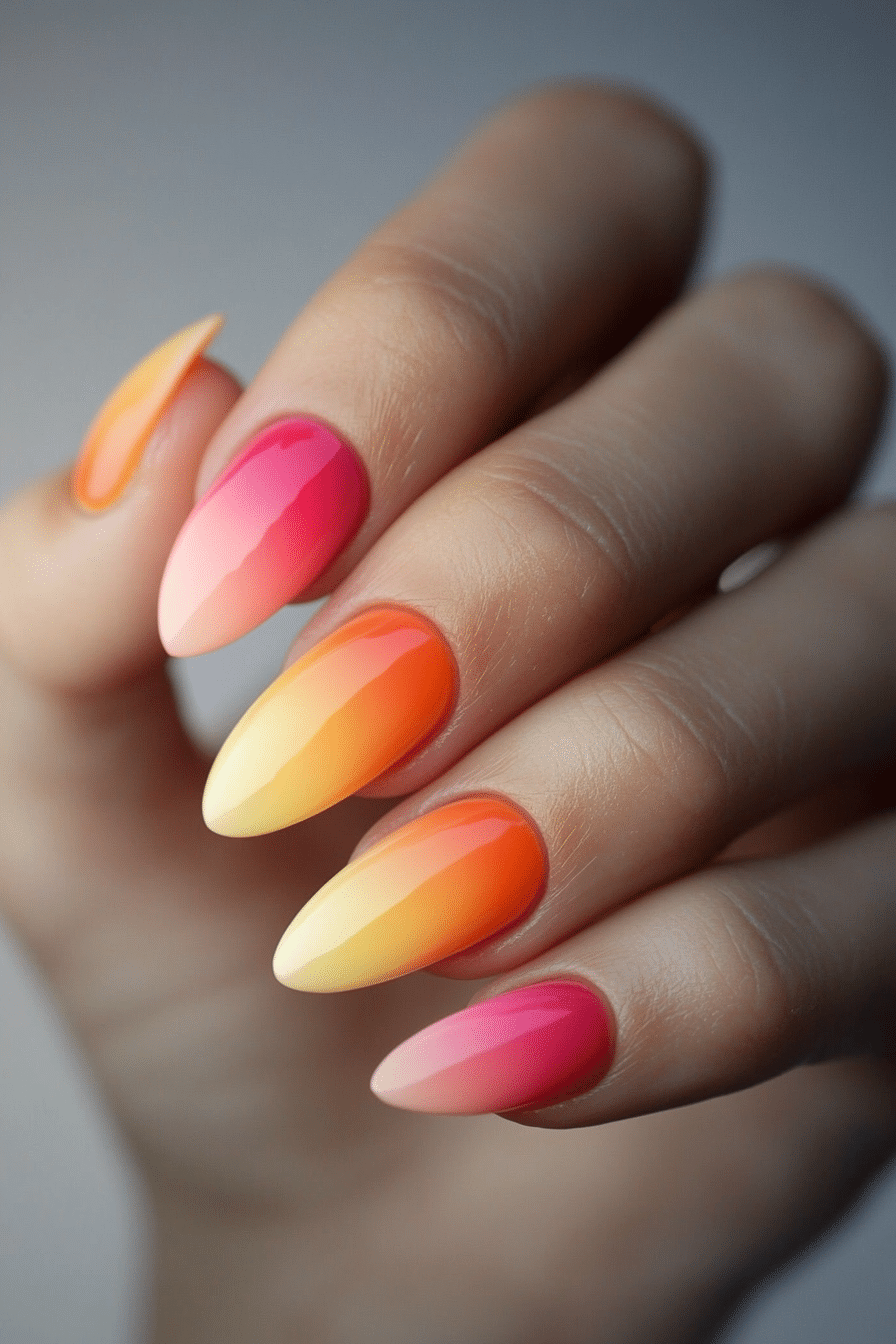 20. Sunset Ombre Blend (Nail Design Ideas) - Nail Design Ideas