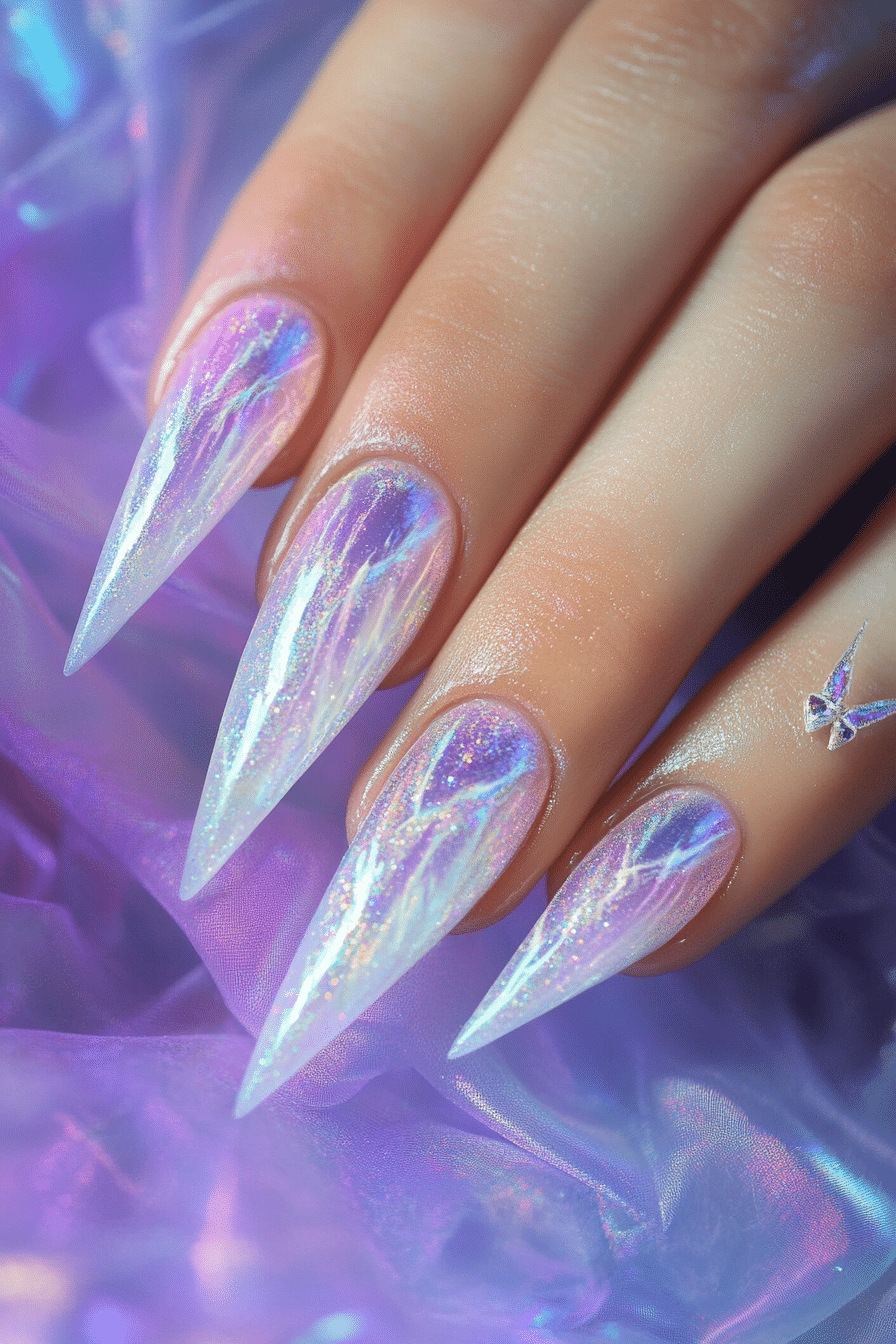 8. Holographic Lavender Bliss (Homecoming Nail Design Ideas) - Homecoming Nail Design Ideas
