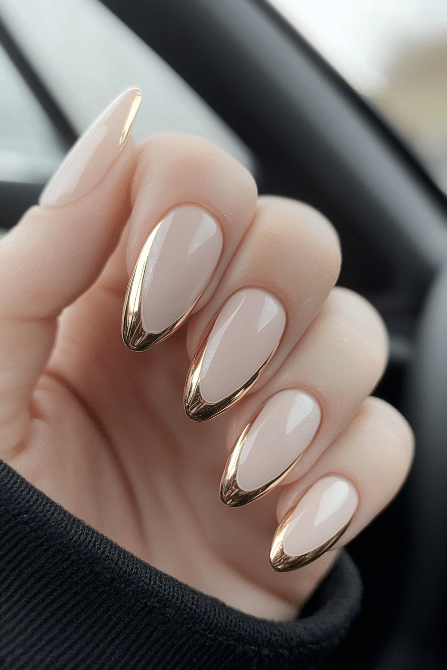 9. French Twist With Gold Tips (Homecoming Nail Design Ideas) - Homecoming Nail Design Ideas