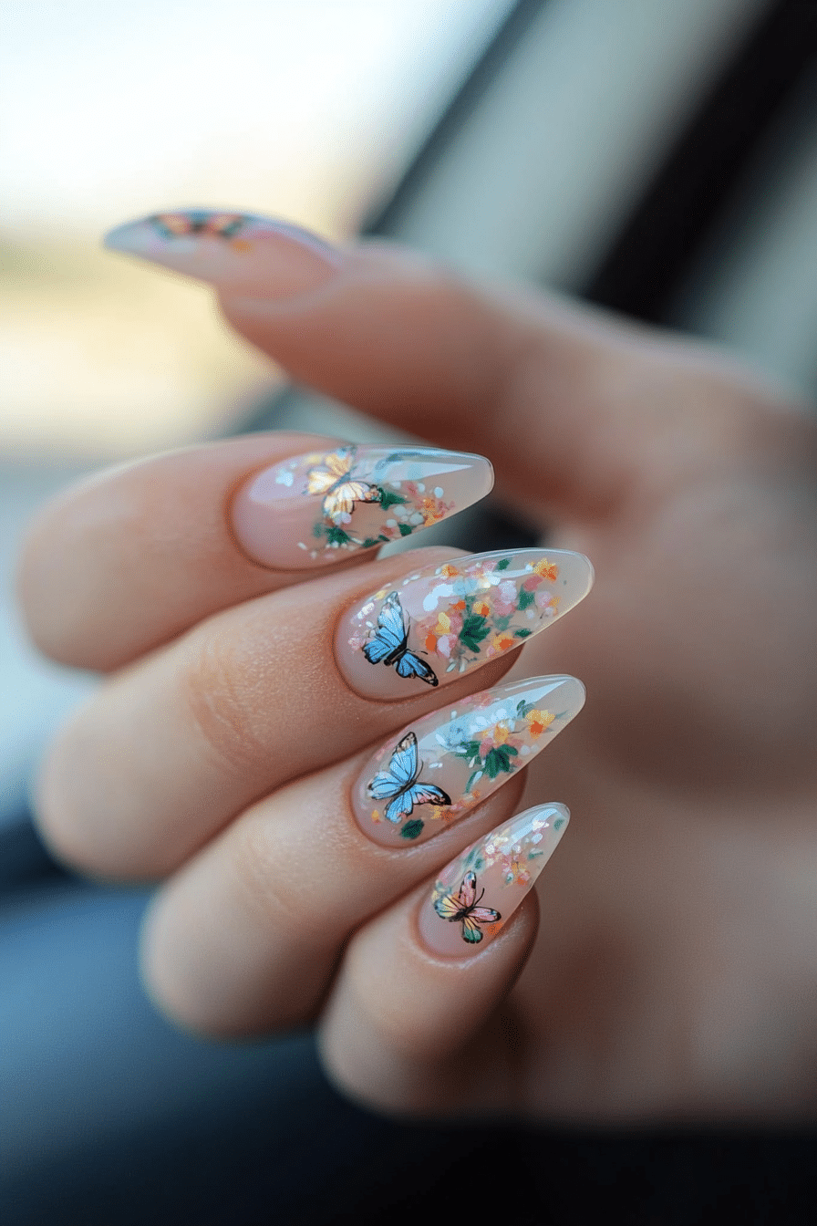 14. Butterfly Whisper Design (Homecoming Nail Design Ideas) - Homecoming Nail Design Ideas