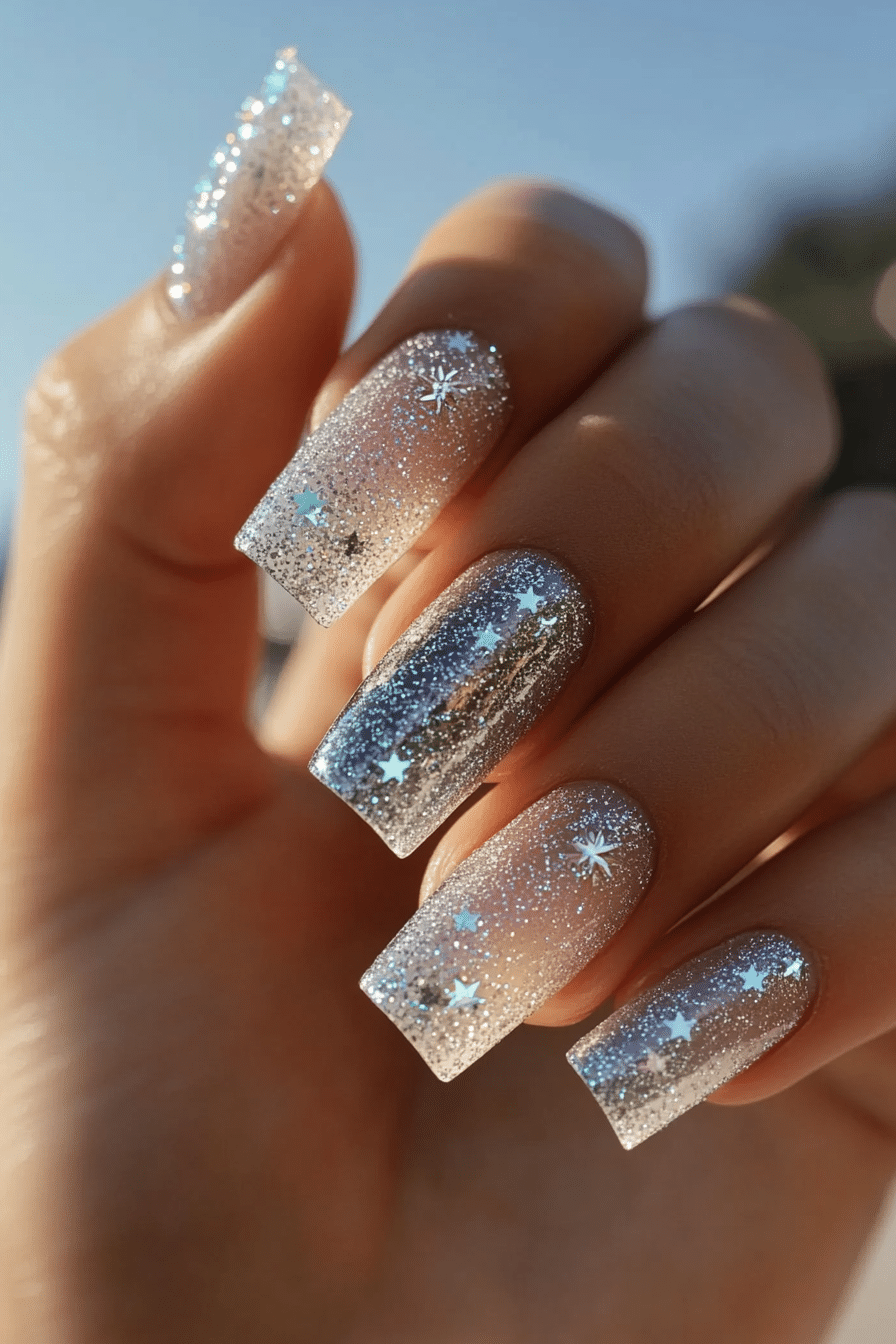 25. Silver Stardust Glam (Homecoming Nail Design Ideas) - Homecoming Nail Design Ideas
