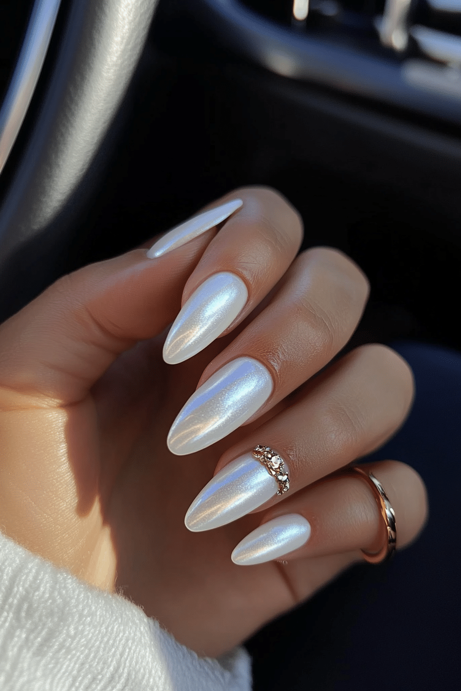 23. Pearl White Chic (Nail Design Ideas For Women Over 70) - Nail Design Ideas For Women Over 70
