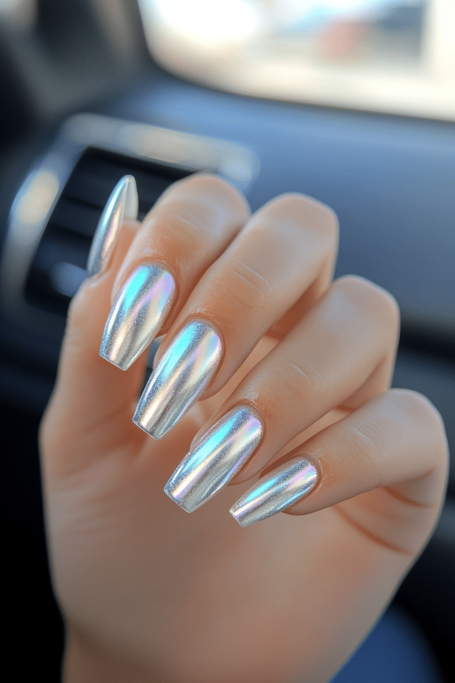 11. Glistening Silver Bells (Christmas Dip Nail Design Ideas) - Christmas Dip Nail Design Ideas