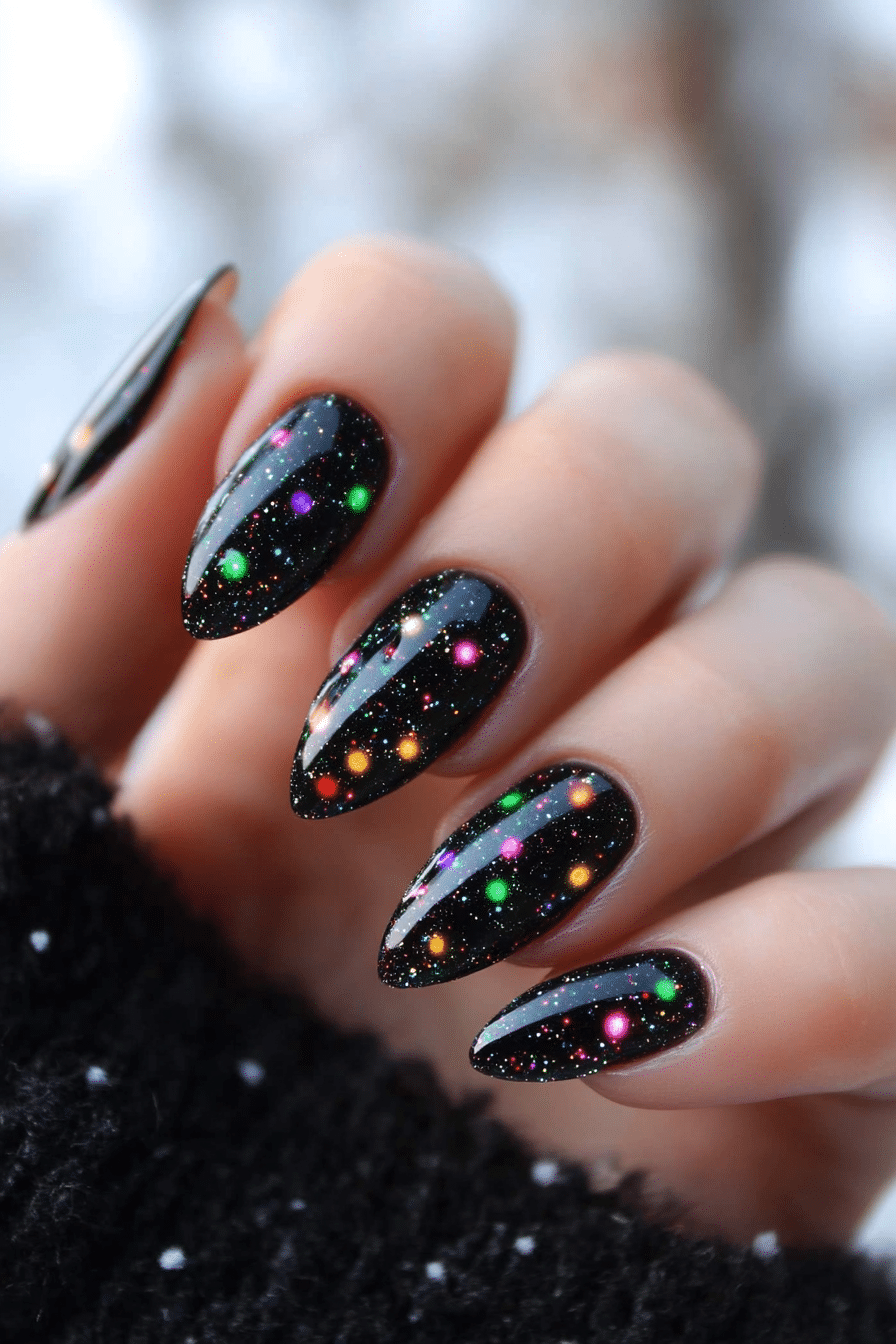 20. Twinkling Christmas Lights (Christmas Dip Nail Design Ideas) - Christmas Dip Nail Design Ideas