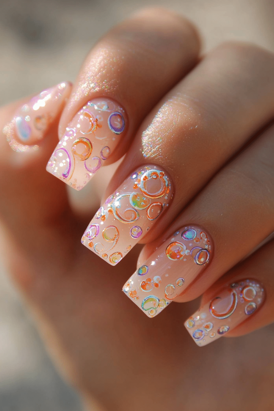 9. Soap Bubble Effect (Cute Nail Design Ideas) - Cute Nail Design Ideas