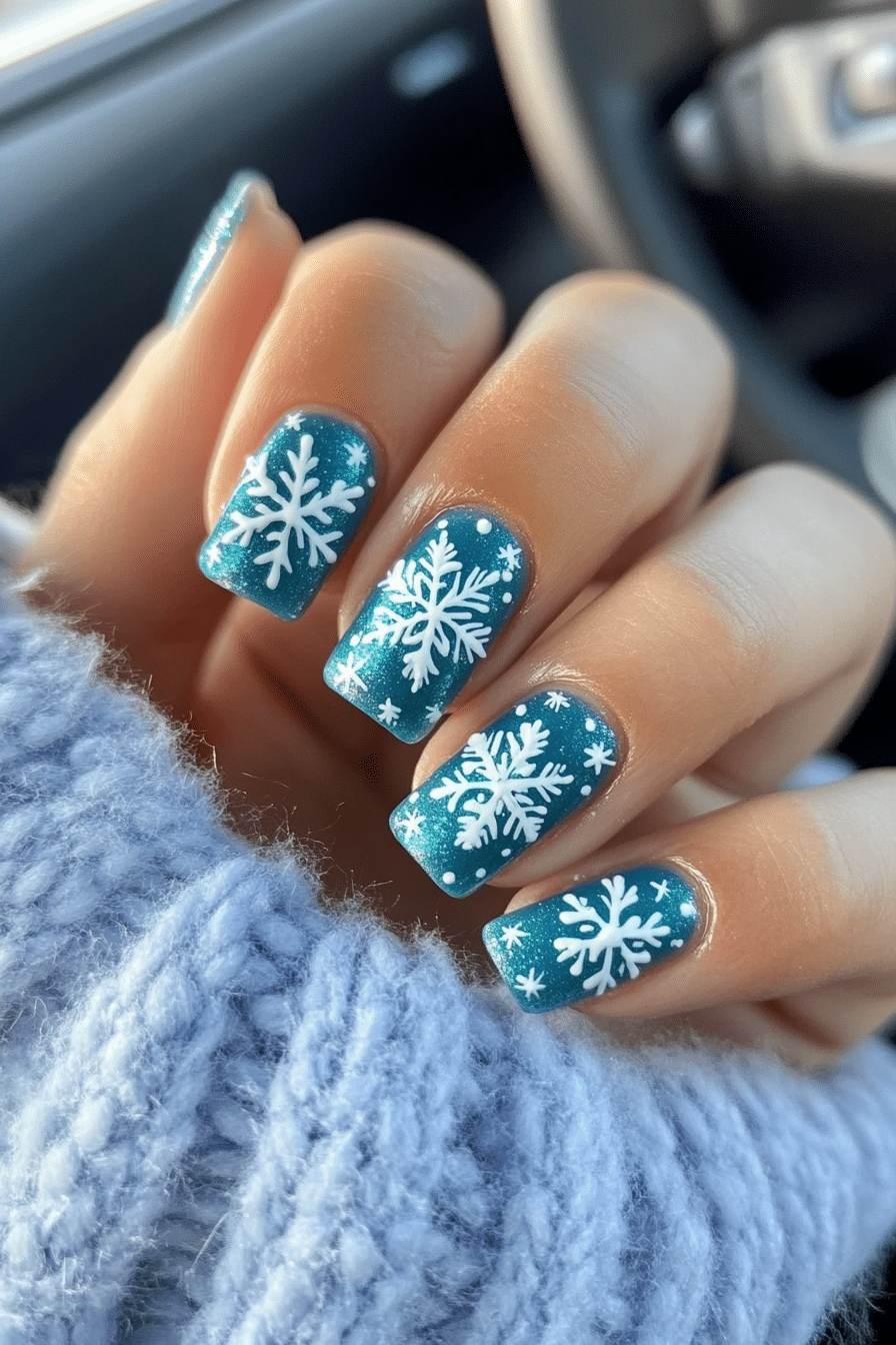 2. Icy Blue Snowflakes (Christmas Nail Design Ideas) - Christmas Nail Design Ideas