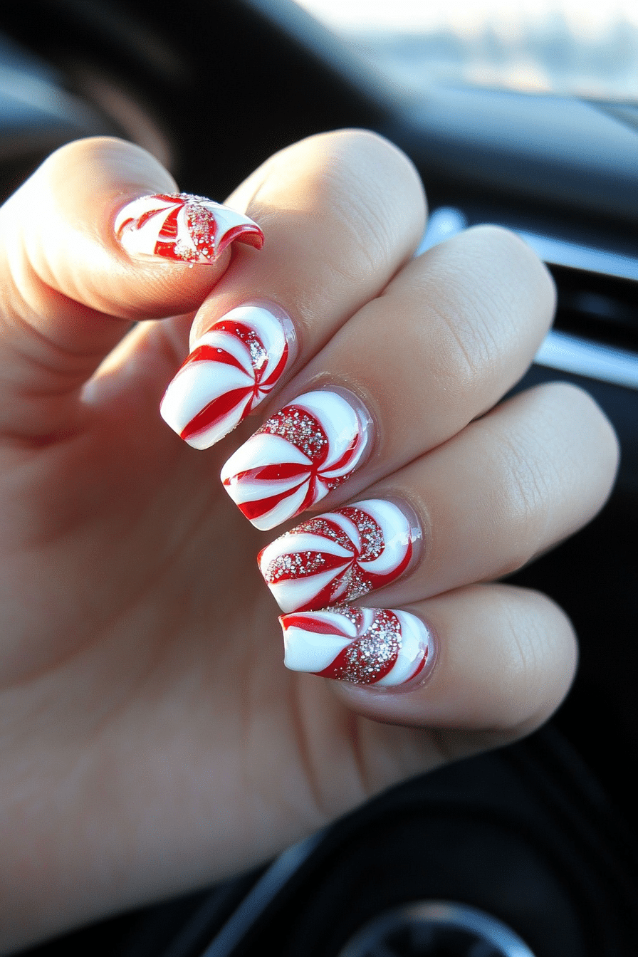 10. Peppermint Swirl Magic (Christmas Nail Design Ideas) - Christmas Nail Design Ideas
