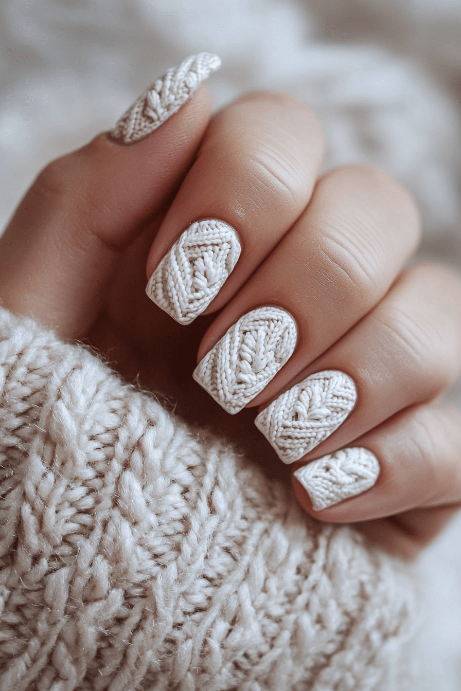 11. Cozy Christmas Sweater (Christmas Nail Design Ideas) - Christmas Nail Design Ideas