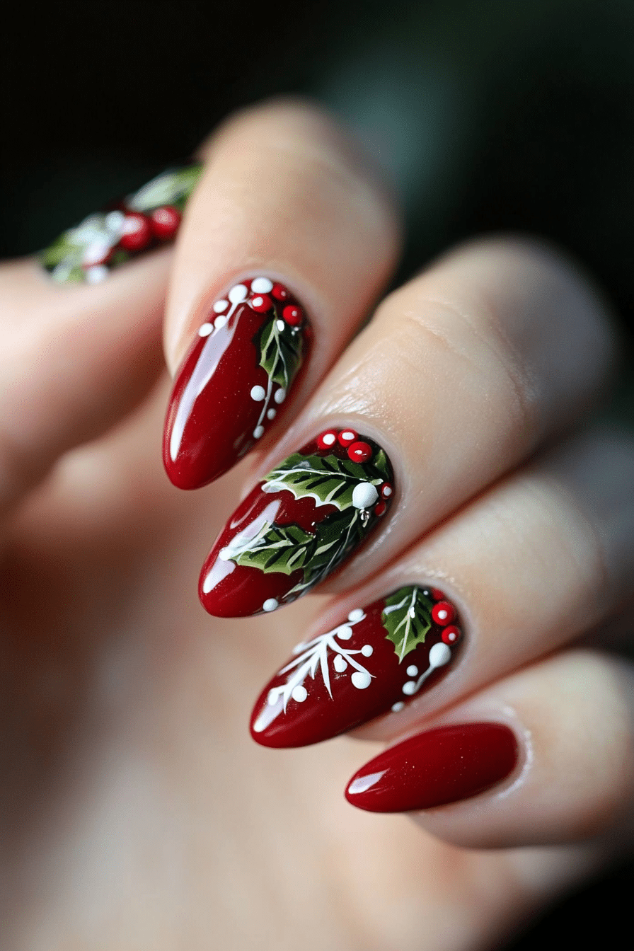 14. Mistletoe Kiss (Christmas Nail Design Ideas) - Christmas Nail Design Ideas