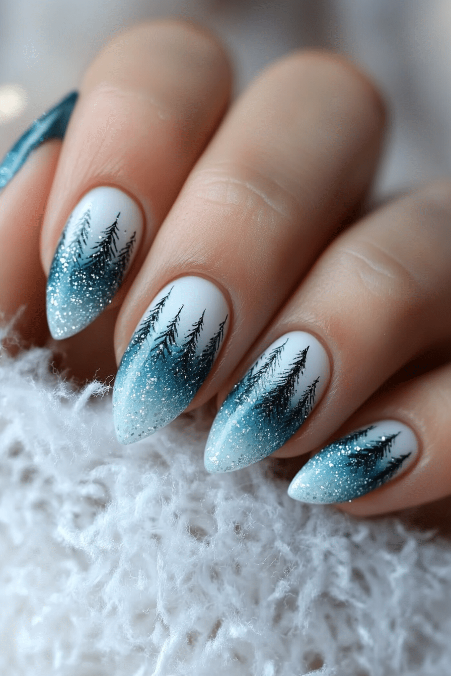 15. Winter Wonderland Ombre (Christmas Nail Design Ideas) - Christmas Nail Design Ideas