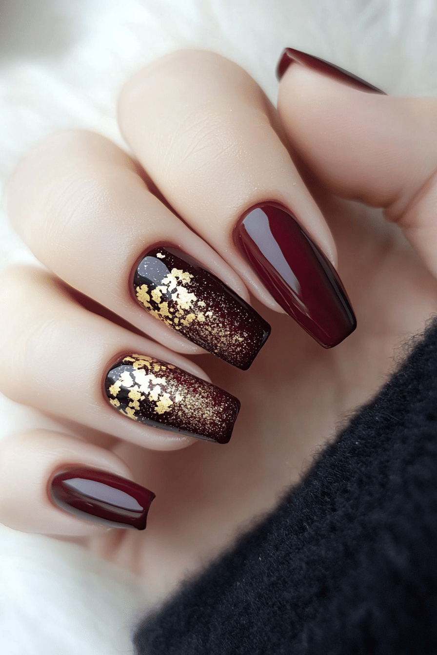 19. Mulled Wine Magic (Christmas Nail Design Ideas) - Christmas Nail Design Ideas