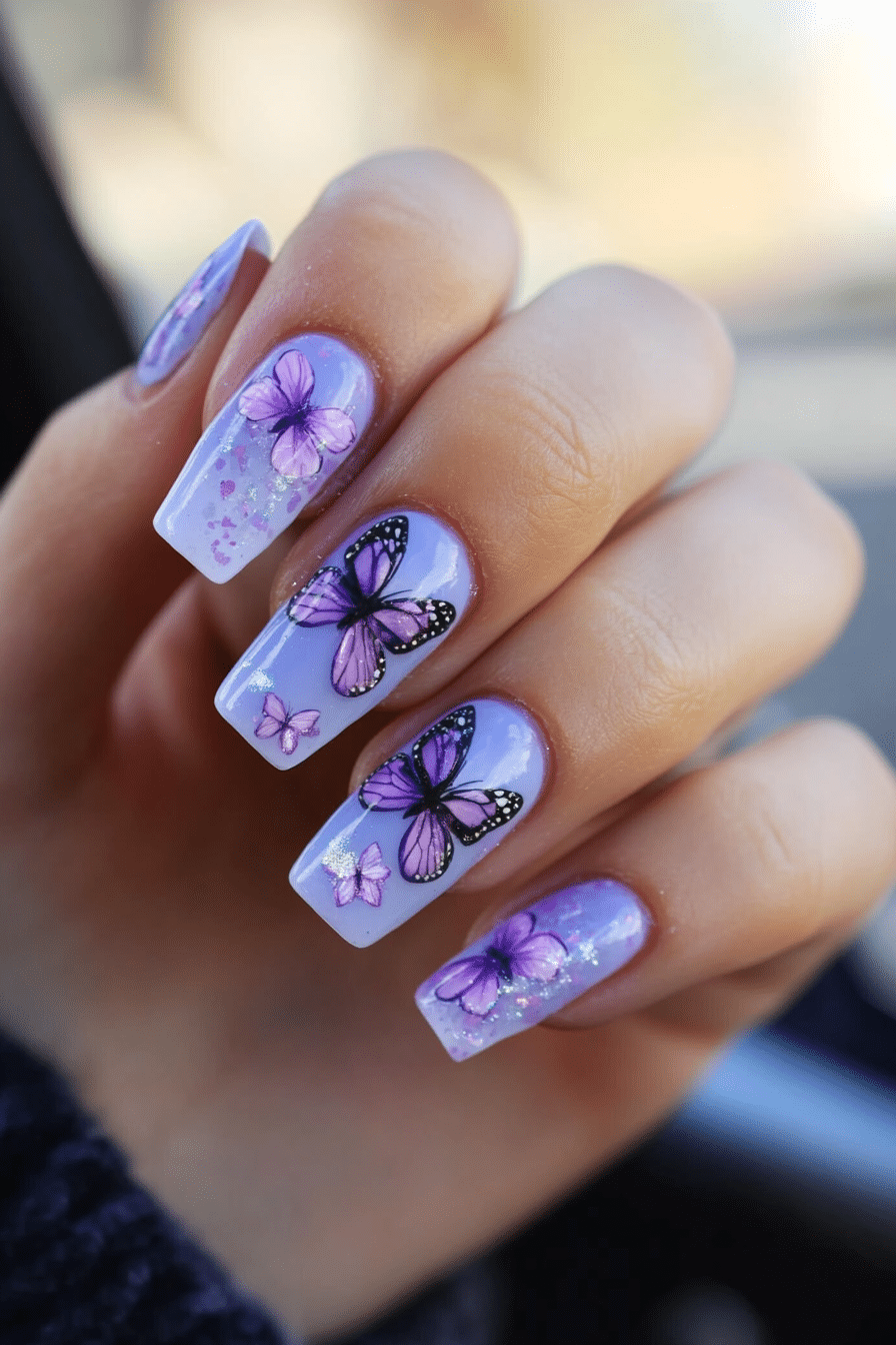 16. Butterfly Dreamscape (Cute Nail Design Ideas) - Cute Nail Design Ideas