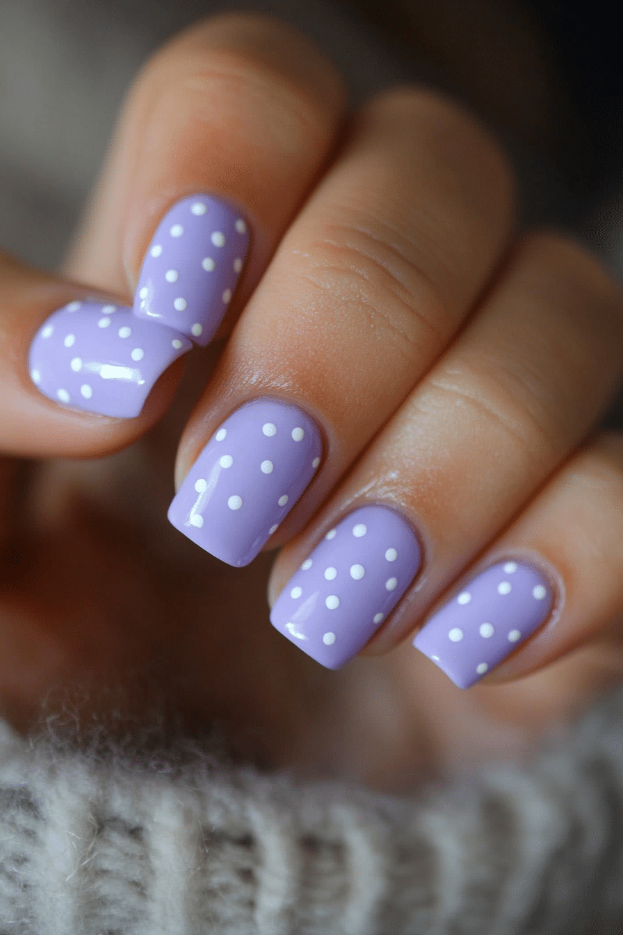 23. Lavender Polka Play (Cute Nail Design Ideas) - Cute Nail Design Ideas