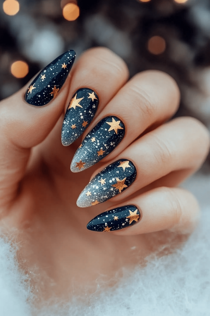 10. Midnight Blue Stars (Blue Spring Nail Design Ideas) - Blue Spring Nail Design Ideas