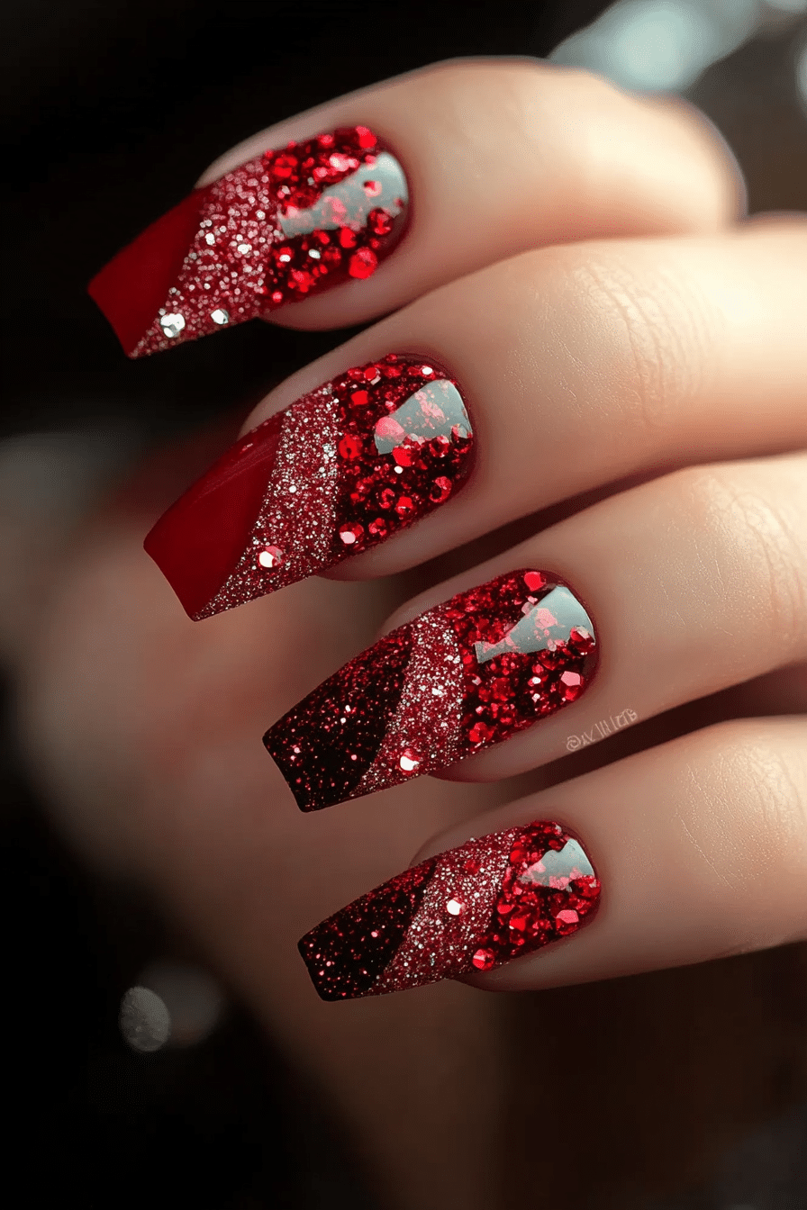 13. Red Crystal Embellishments (Red Prom Nail Design Ideas) - Red Prom Nail Design Ideas