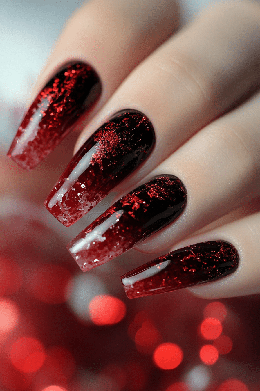 14. Wine-Stained Beauty (Red Prom Nail Design Ideas) - Red Prom Nail Design Ideas