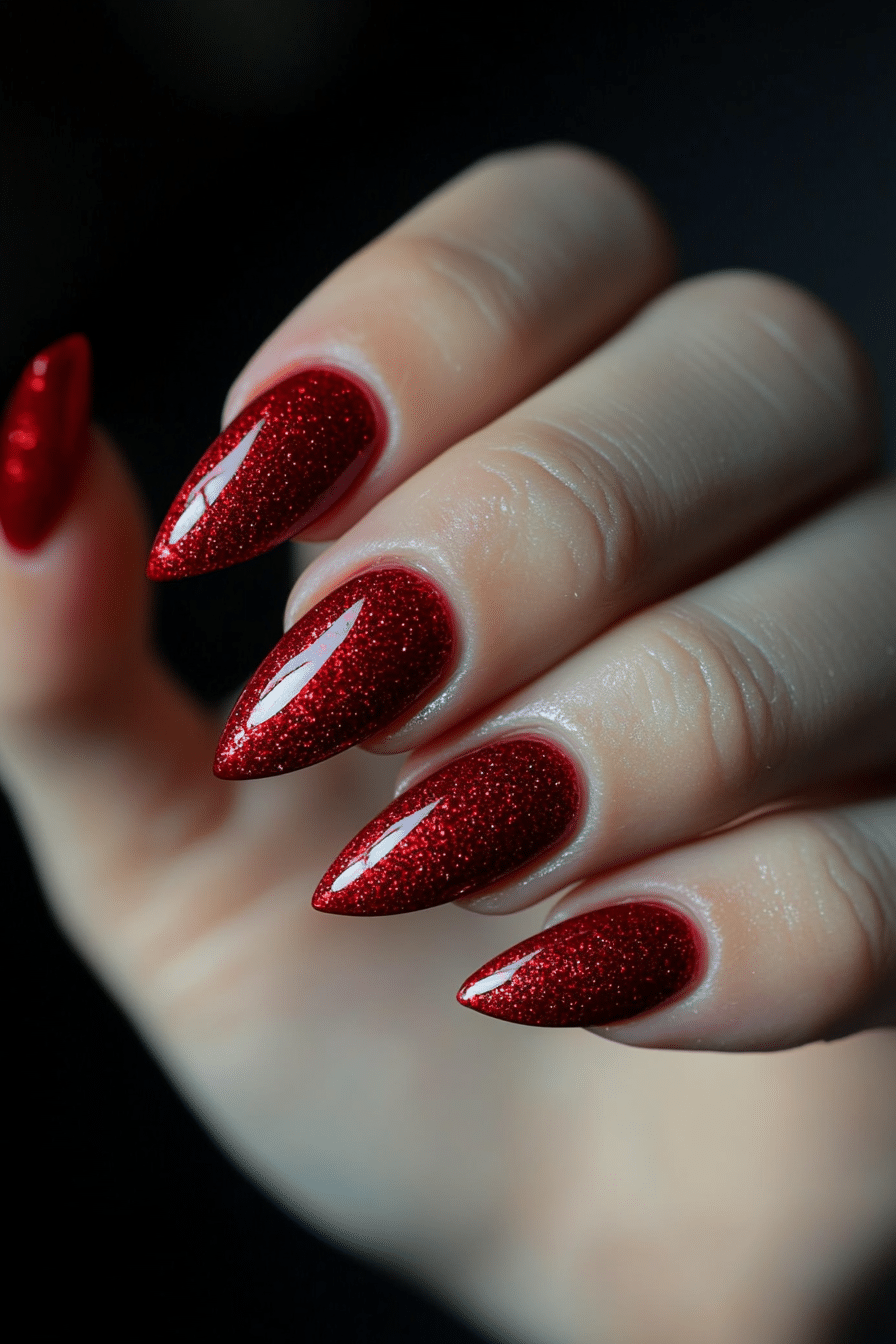 19. Raspberry Sparkle Delight (Red Prom Nail Design Ideas) - Red Prom Nail Design Ideas