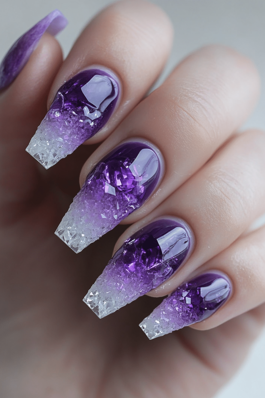 17. Amethyst Crystal Effect (Purple And Lavender Nail Design Ideas) - Purple And Lavender Nail Design Ideas