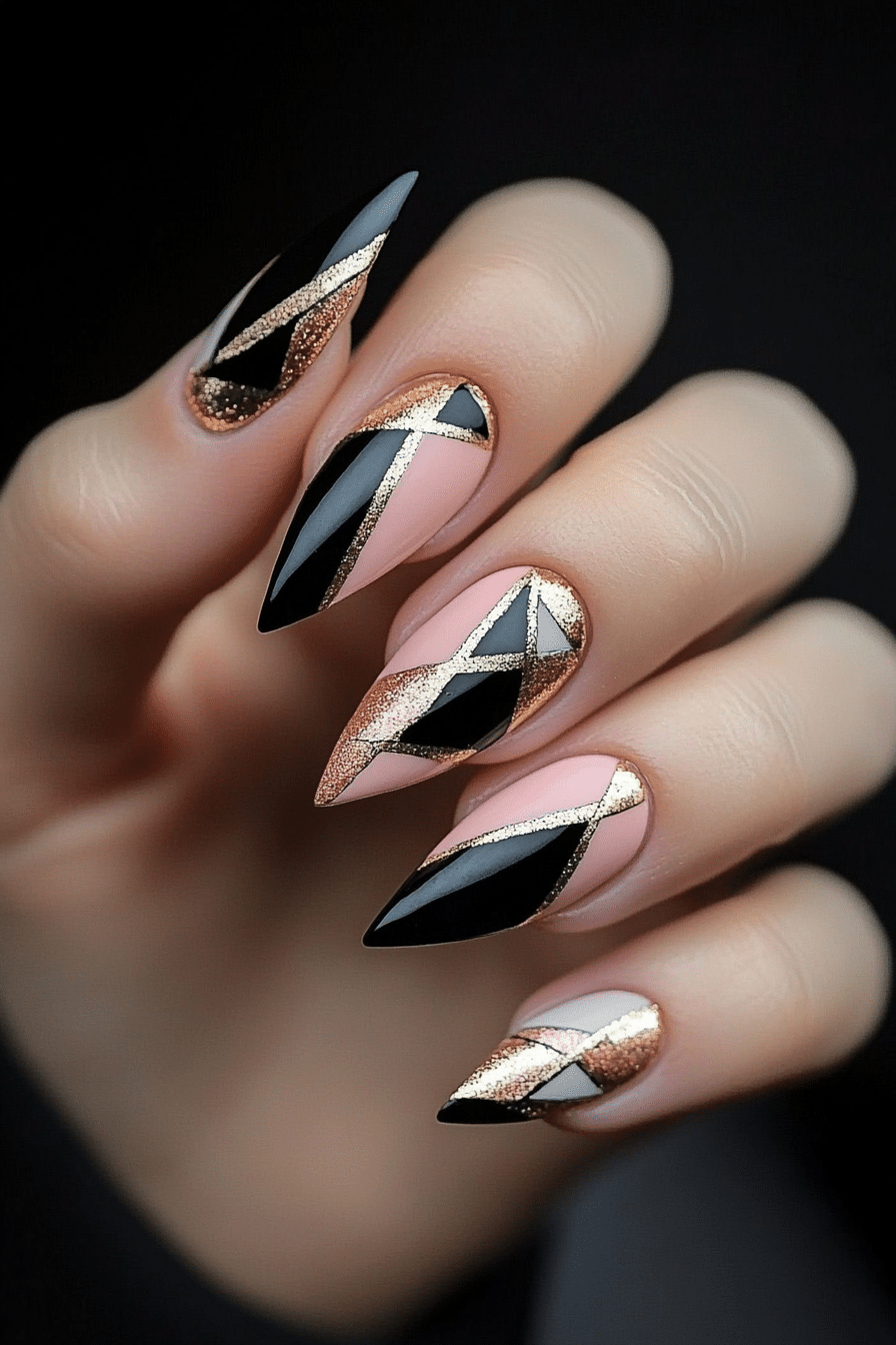 11. Geometric Glam (Nail Art Design Ideas) - Nail Art Design Ideas