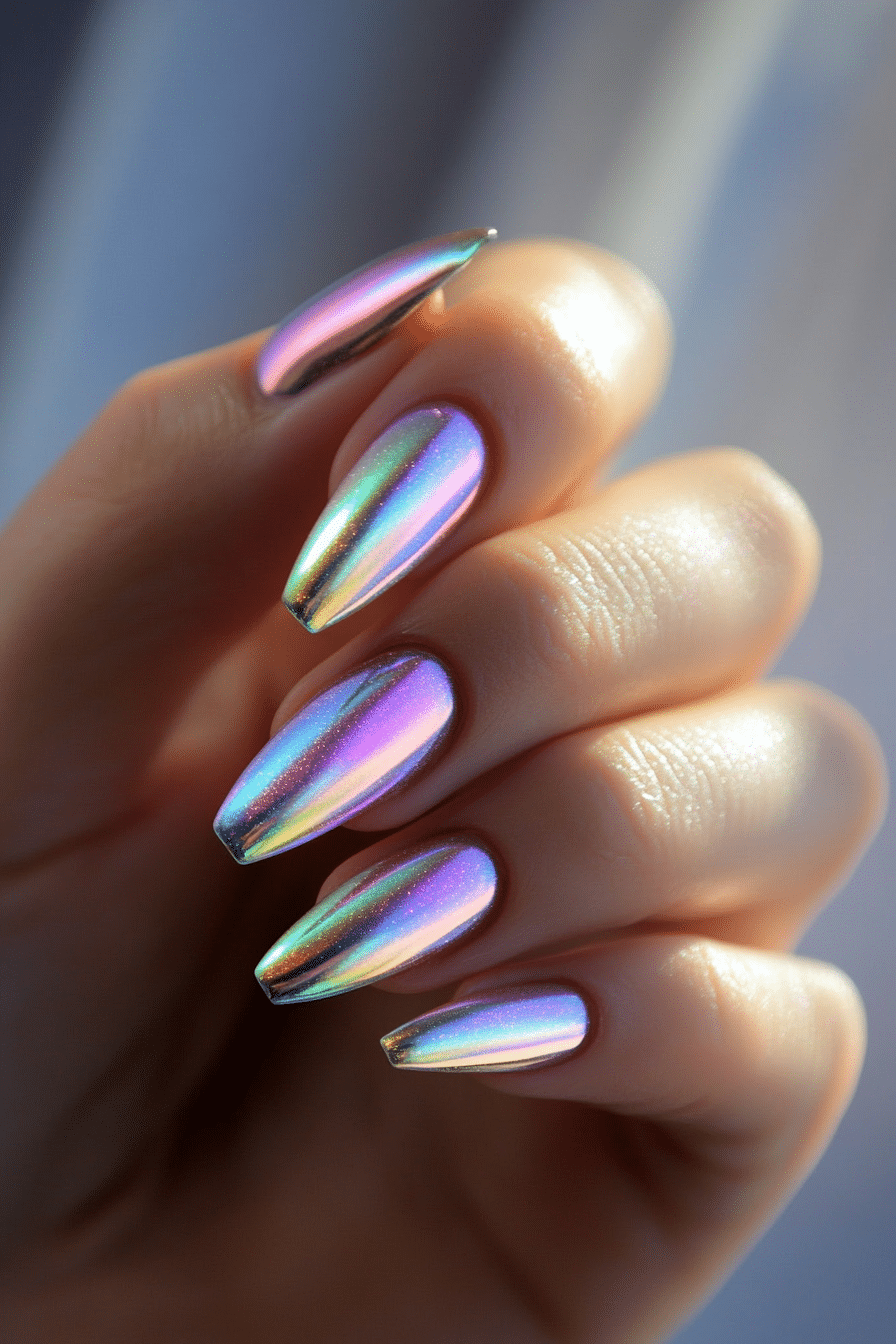 25. Rainbow Chrome Tips (Nail Art Design Ideas) - Nail Art Design Ideas