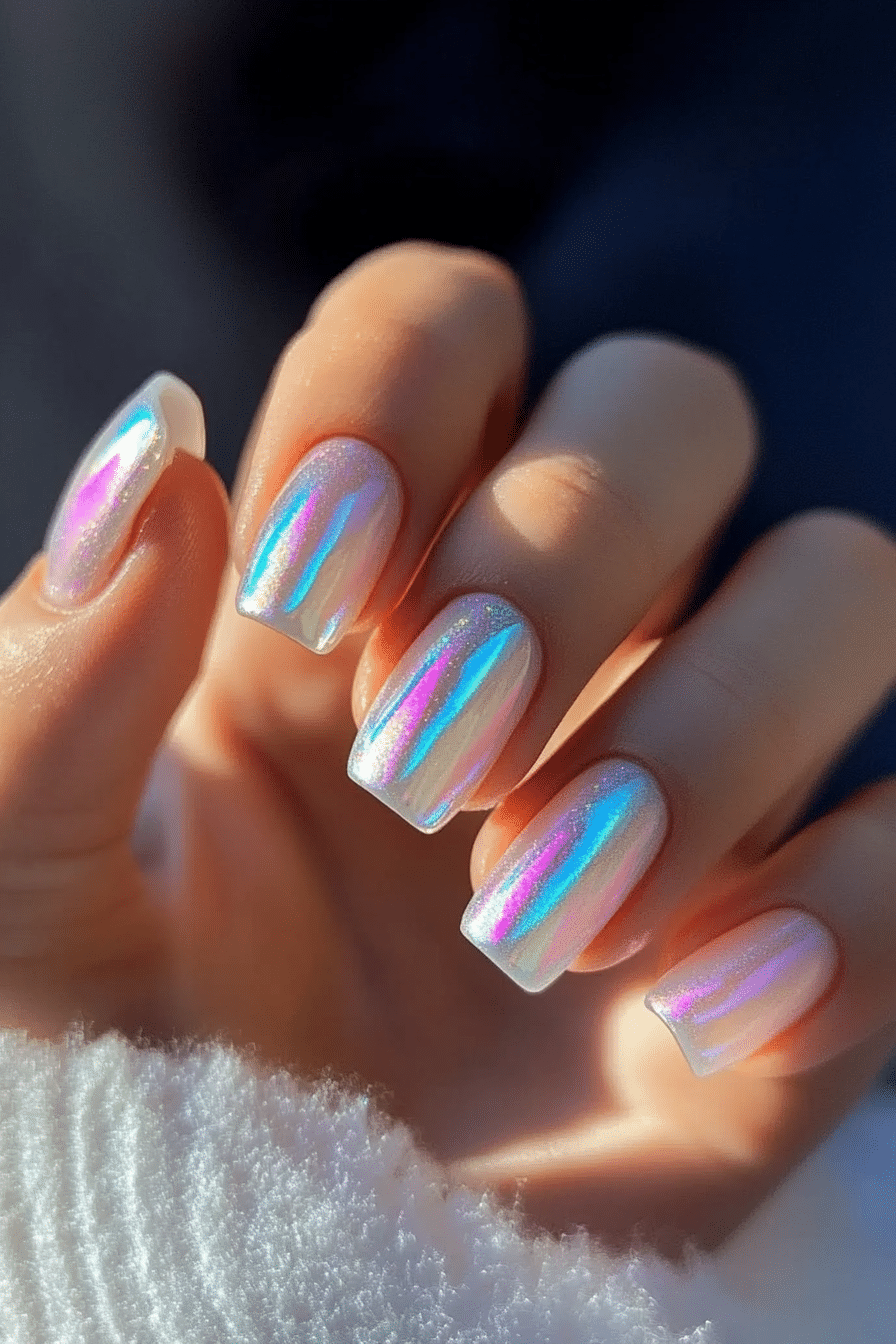 15. Holographic Frost (Short Nail Design Ideas) - Short Nail Design Ideas