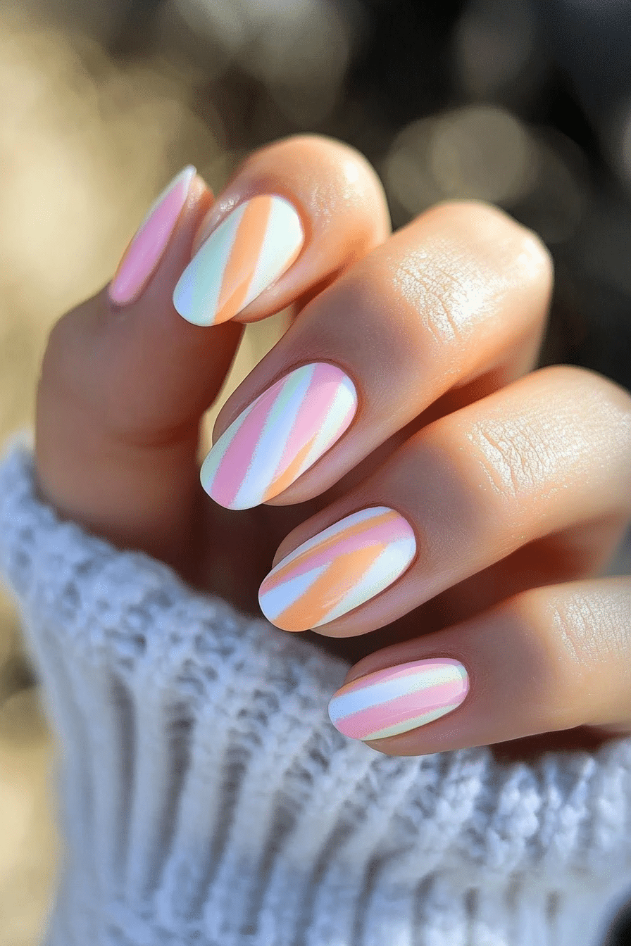 26. Candy Stripe Delight (Short Nail Design Ideas) - Short Nail Design Ideas