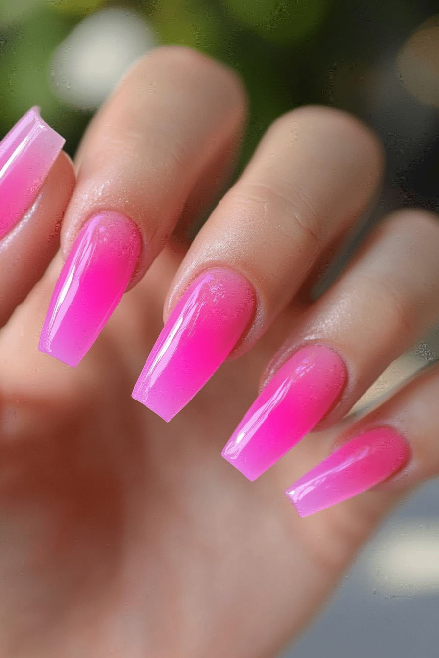 13. Bubblegum Pink Jelly (Small Coffin Nail Design Ideas) - Small Coffin Nail Design Ideas