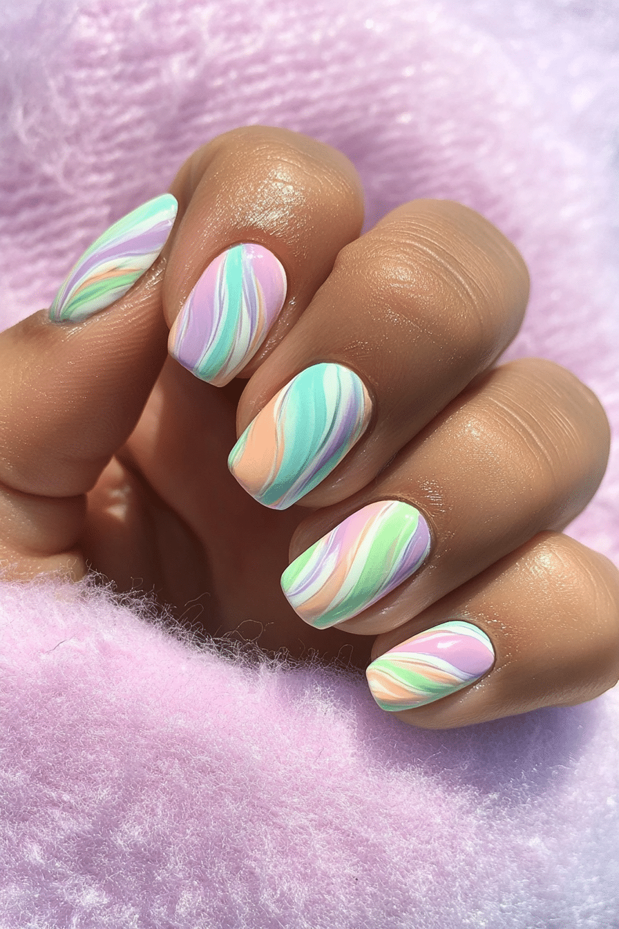 1. Dreamy Pastel Swirls (Nail Design Ideas For Short Nails) - Nail Design Ideas For Short Nails