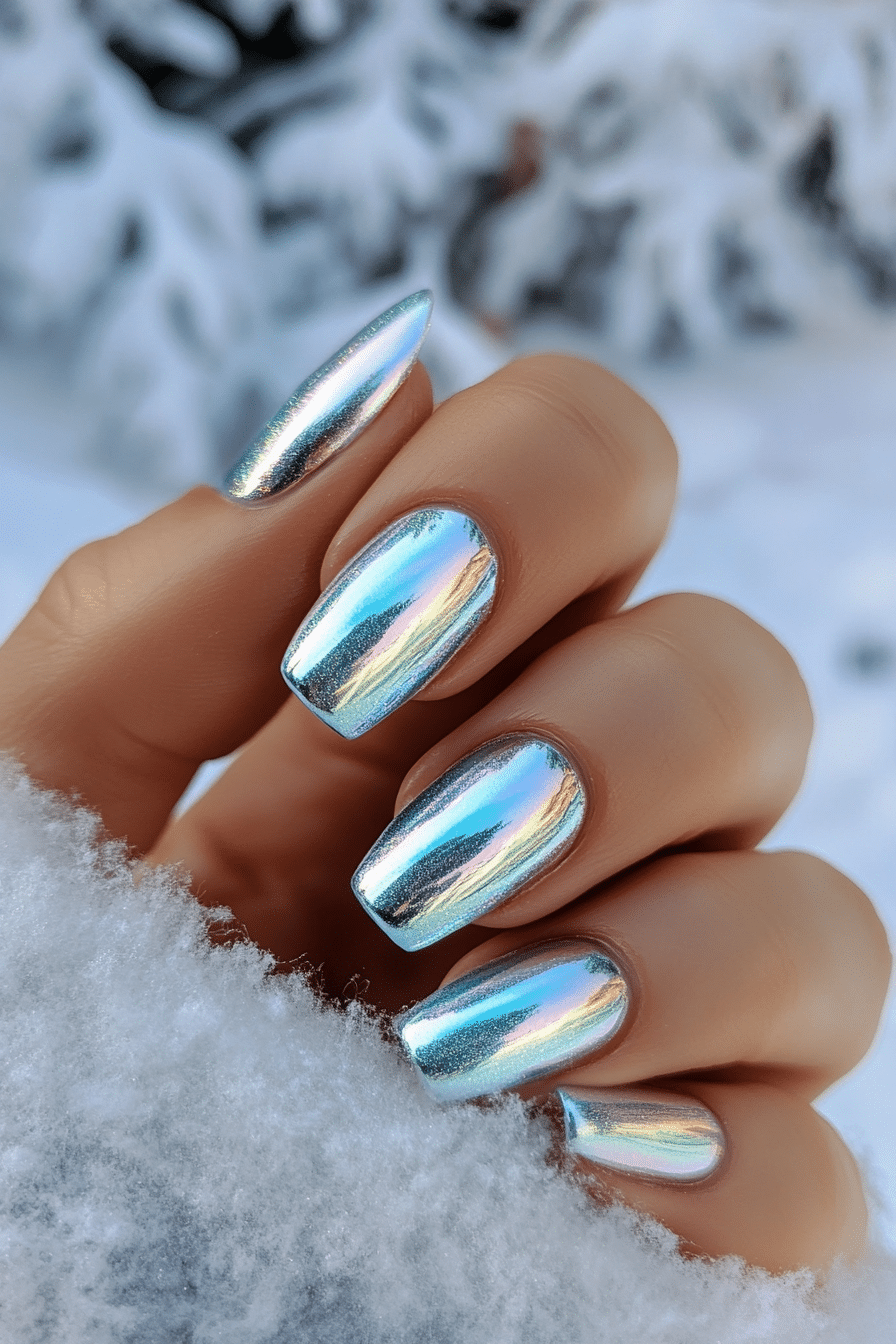 4. Icy Blue Chrome (Nail Design Ideas For Short Nails) - Nail Design Ideas For Short Nails