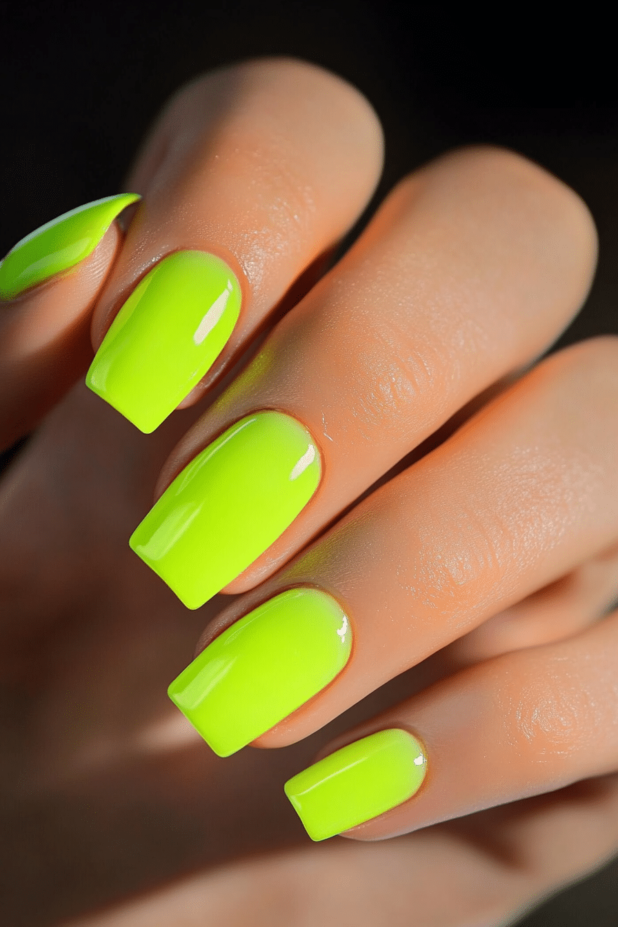 6. Electric Lime Pop (Nail Design Ideas For Short Nails) - Nail Design Ideas For Short Nails