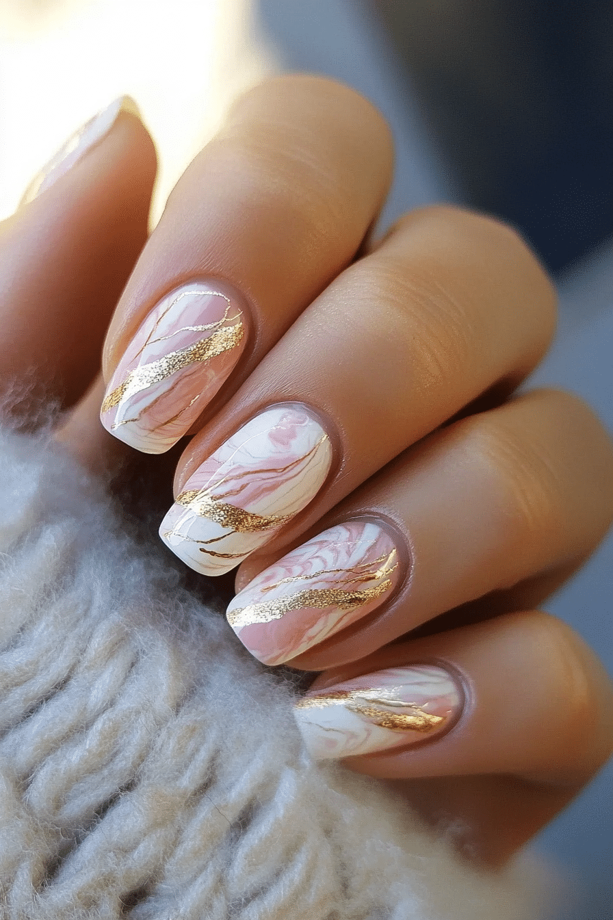 10. Pink Quartz Marble (Nail Design Ideas For Short Nails) - Nail Design Ideas For Short Nails