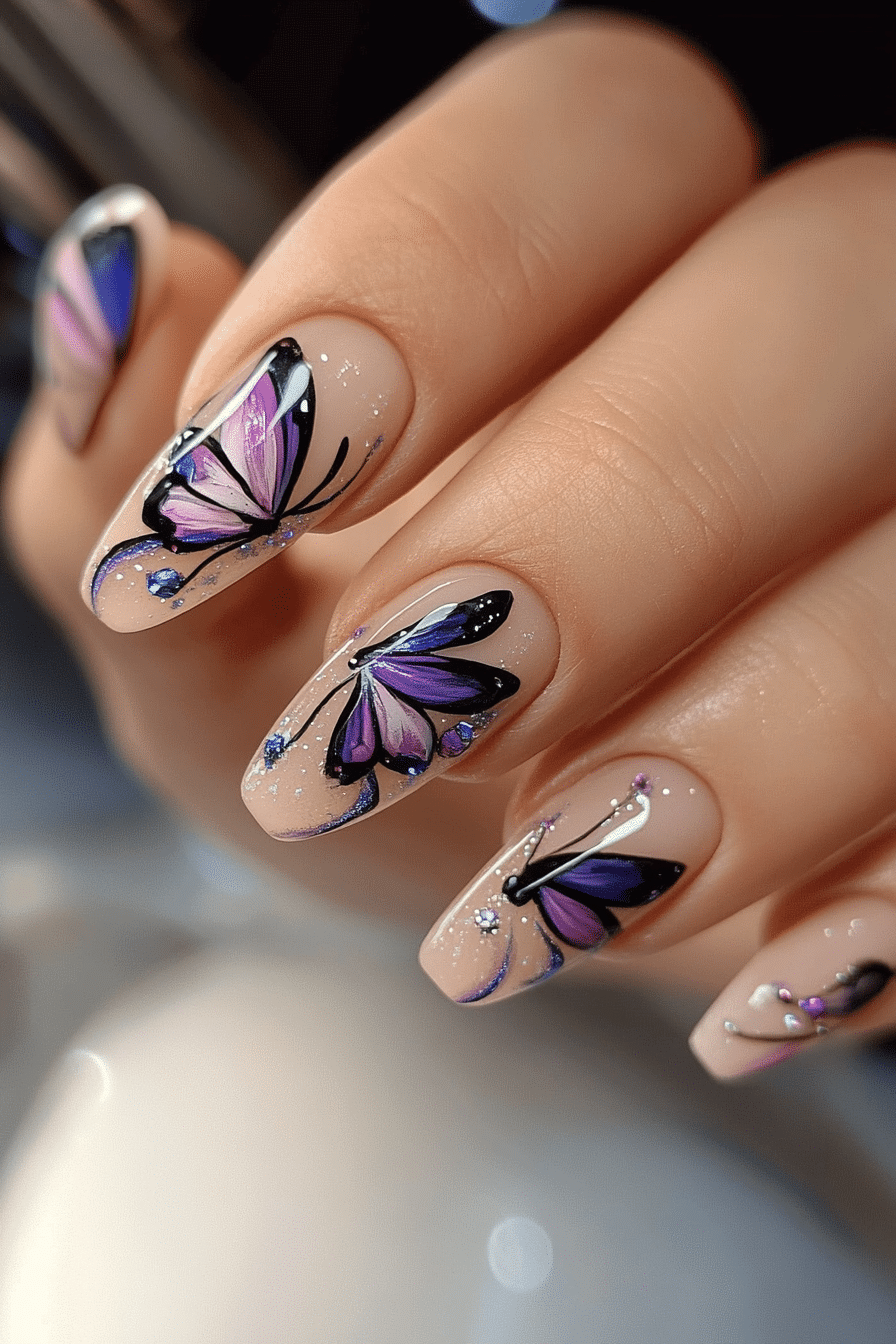 15. Butterfly Wing Accents (Nail Design Ideas For Short Nails) - Nail Design Ideas For Short Nails