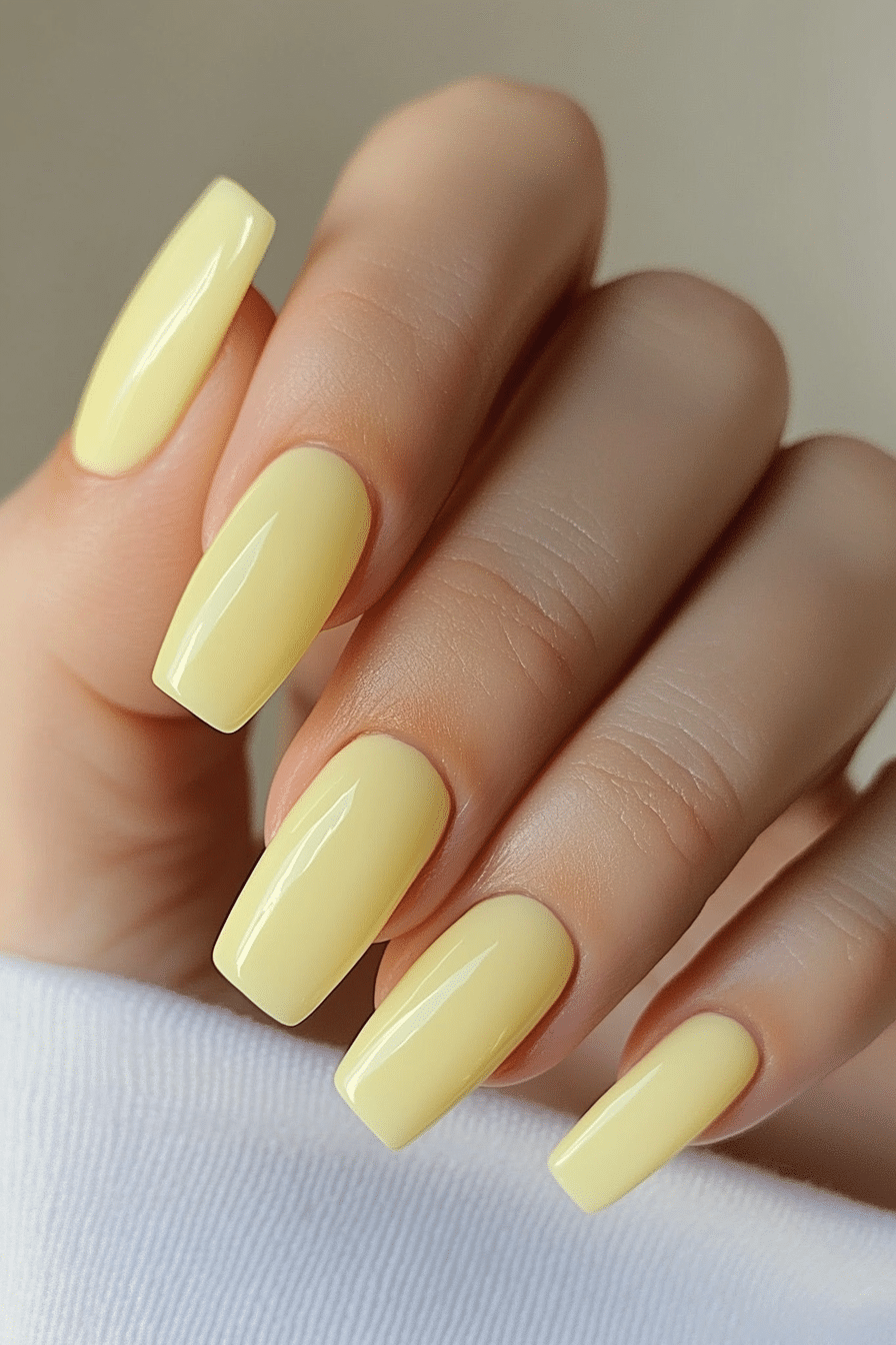 1. Lemon Sorbet Gloss (Pastel Yellow Nail Design Ideas) - Pastel Yellow Nail Design Ideas