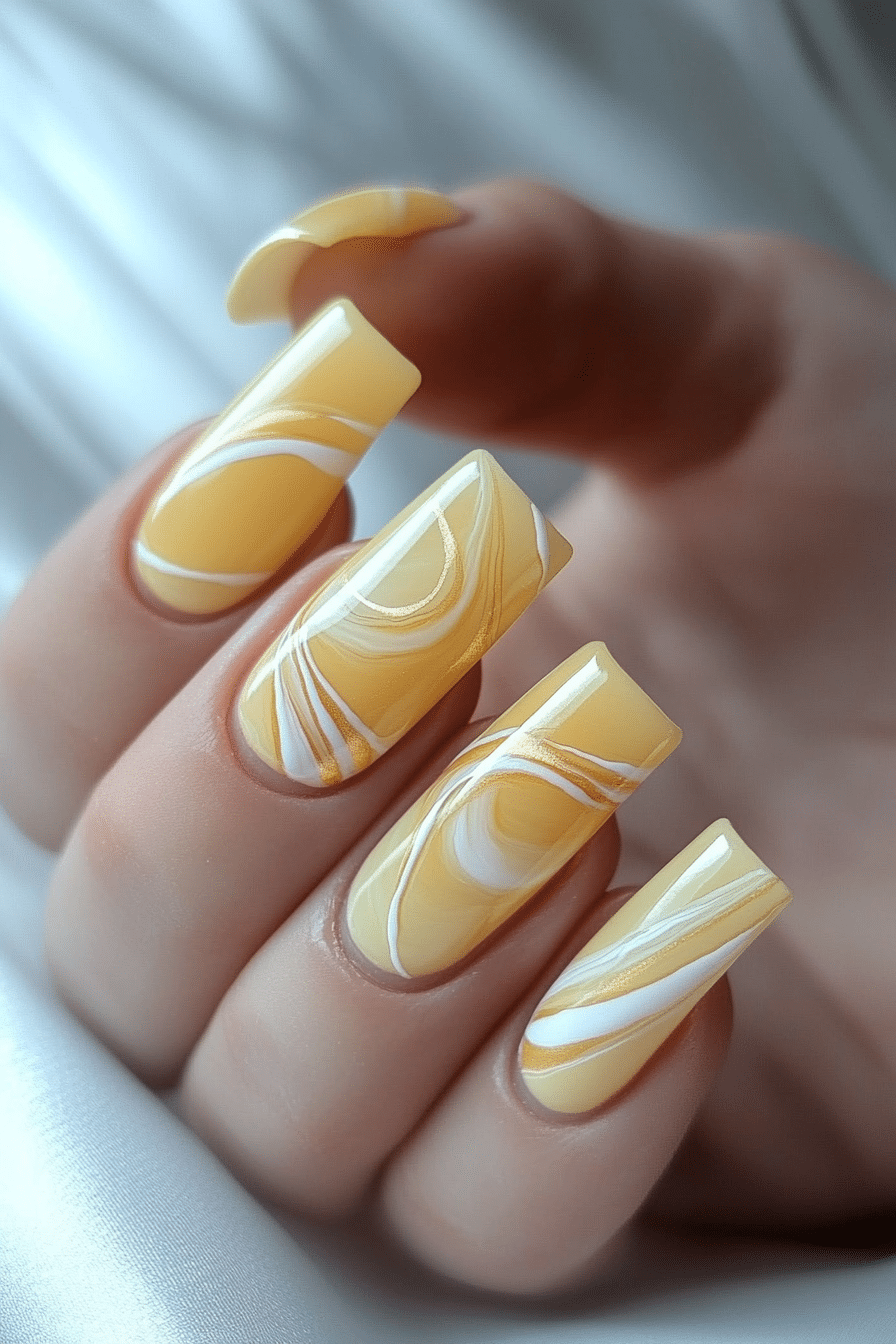 3. Sunbeam Swirls (Pastel Yellow Nail Design Ideas) - Pastel Yellow Nail Design Ideas