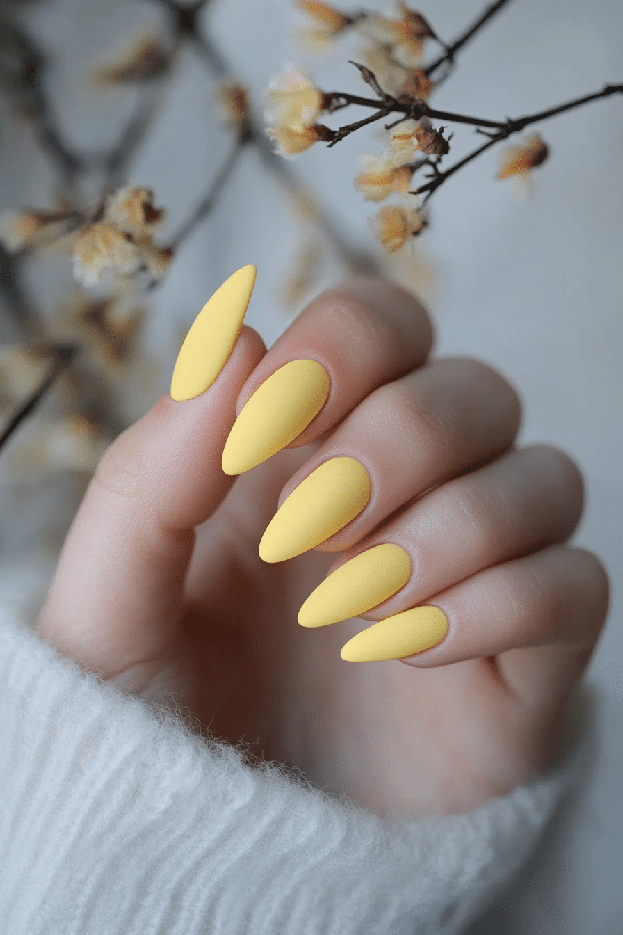 7. Matte Mellow Yellow (Pastel Yellow Nail Design Ideas) - Pastel Yellow Nail Design Ideas