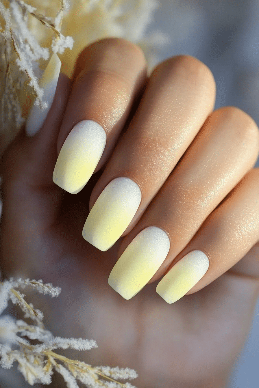 18. Soft Lemon Frost (Pastel Yellow Nail Design Ideas) - Pastel Yellow Nail Design Ideas