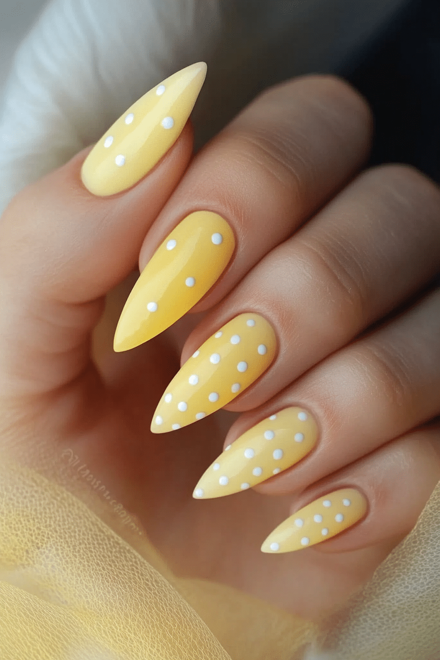 21. Lemon Pop Dots (Pastel Yellow Nail Design Ideas) - Pastel Yellow Nail Design Ideas