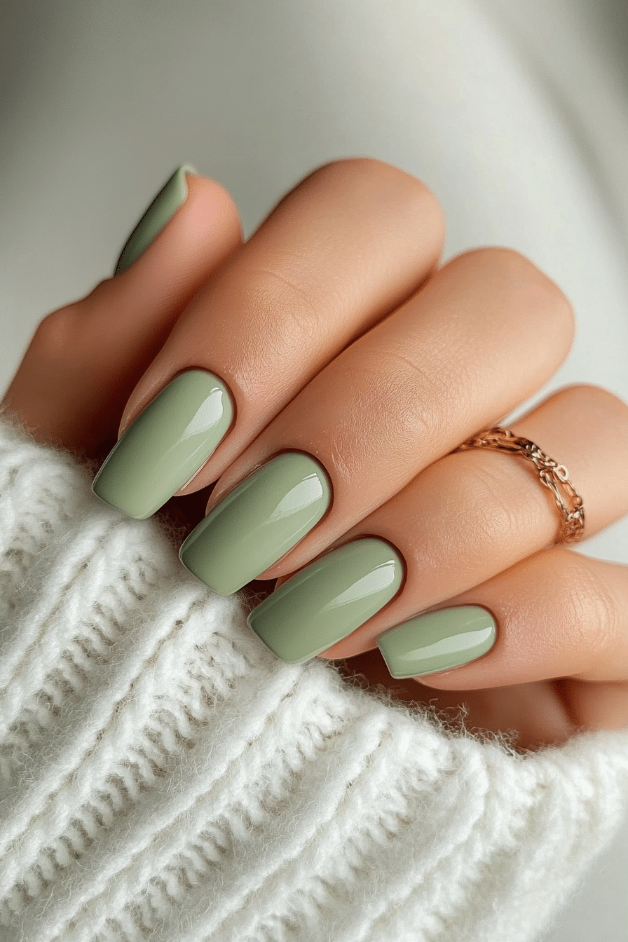 5. Muted Sage Green (Very Short Nail Design Ideas) - Very Short Nail Design Ideas