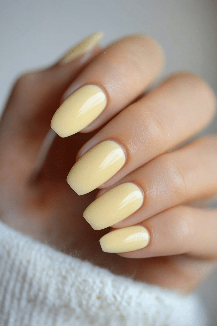 10. Soft Butter Yellow (Very Short Nail Design Ideas) - Very Short Nail Design Ideas