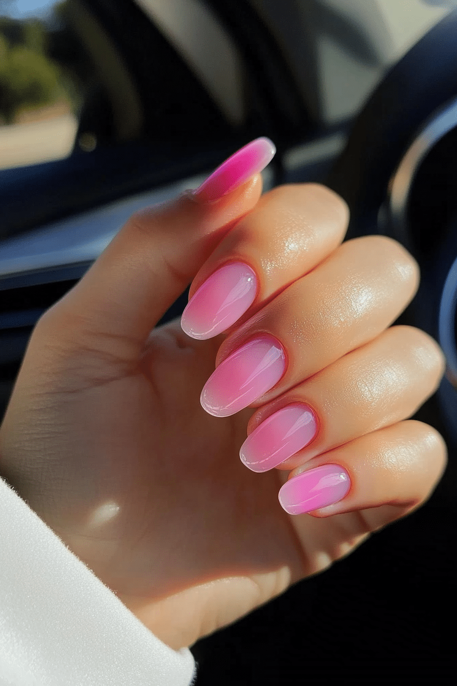16. Jelly Pink Sheer (Very Short Nail Design Ideas) - Very Short Nail Design Ideas