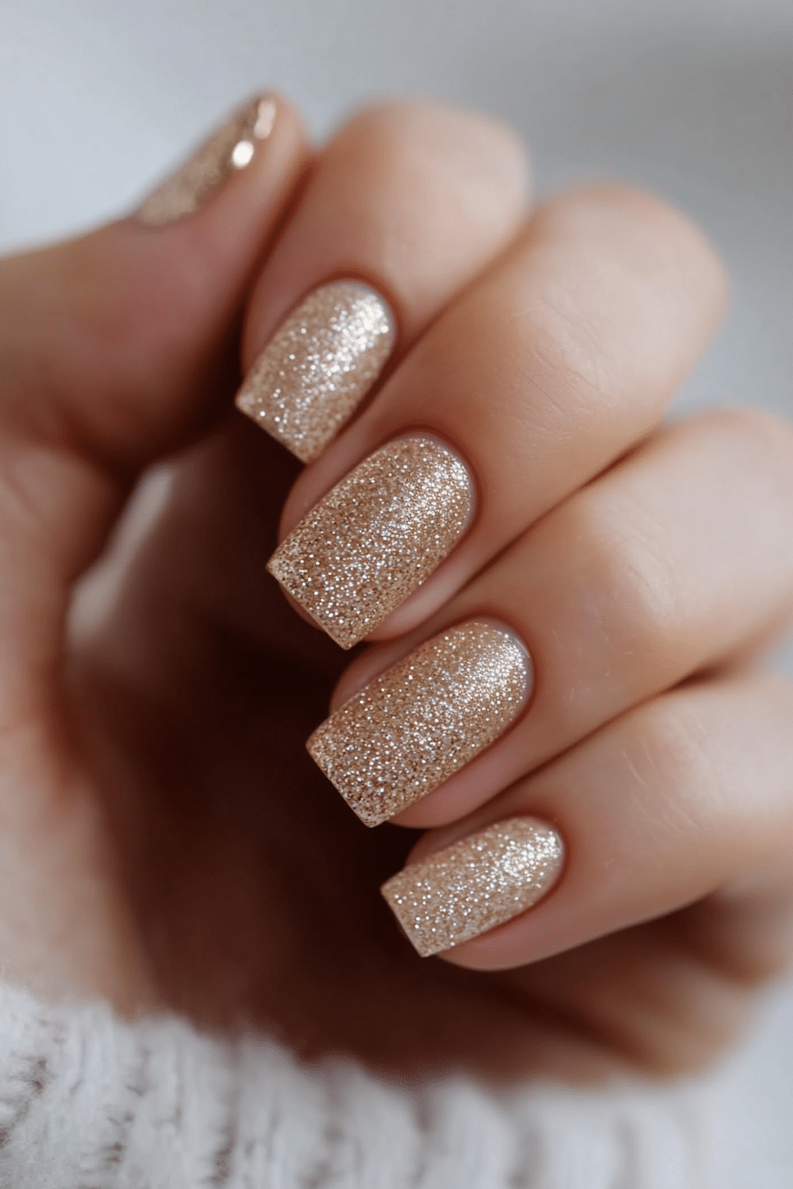 17. Micro Glitter Bronze (Very Short Nail Design Ideas) - Very Short Nail Design Ideas