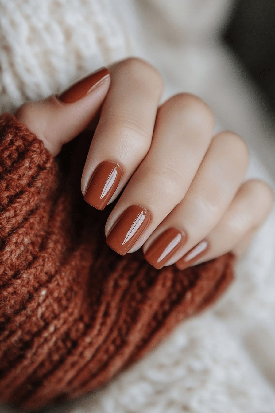 23. Terracotta Warmth (Very Short Nail Design Ideas) - Very Short Nail Design Ideas