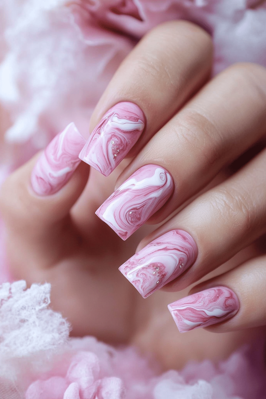 2. Rosy Quartz Marble (Pink Nail Design Ideas) - Pink Nail Design Ideas