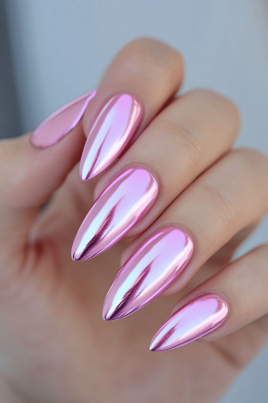 3. Bubblegum Chrome (Pink Nail Design Ideas) - Pink Nail Design Ideas