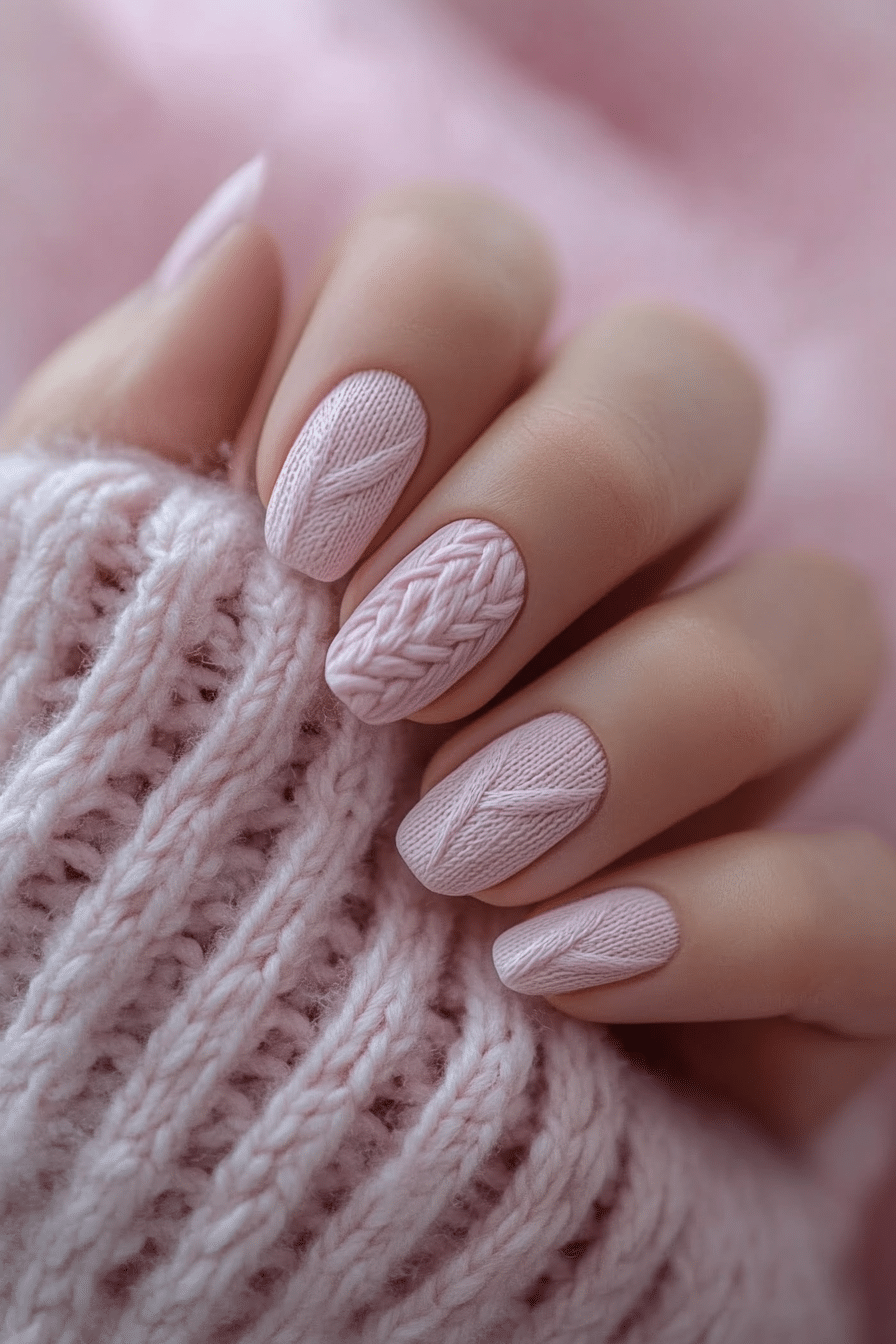 25. Soft Rose Knit Texture (Pink Nail Design Ideas) - Pink Nail Design Ideas