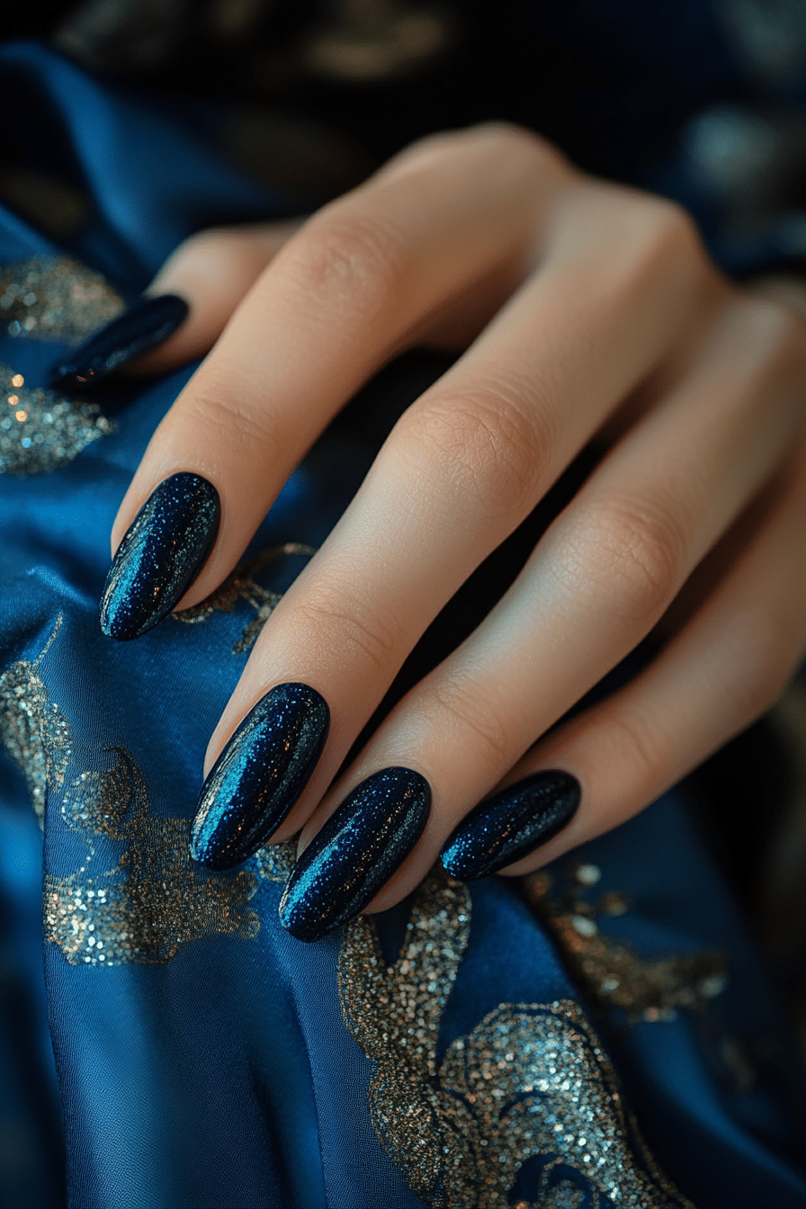 18. Hampton Sapphire Shine (Old Money Nail Design Ideas) - Old Money Nail Design Ideas