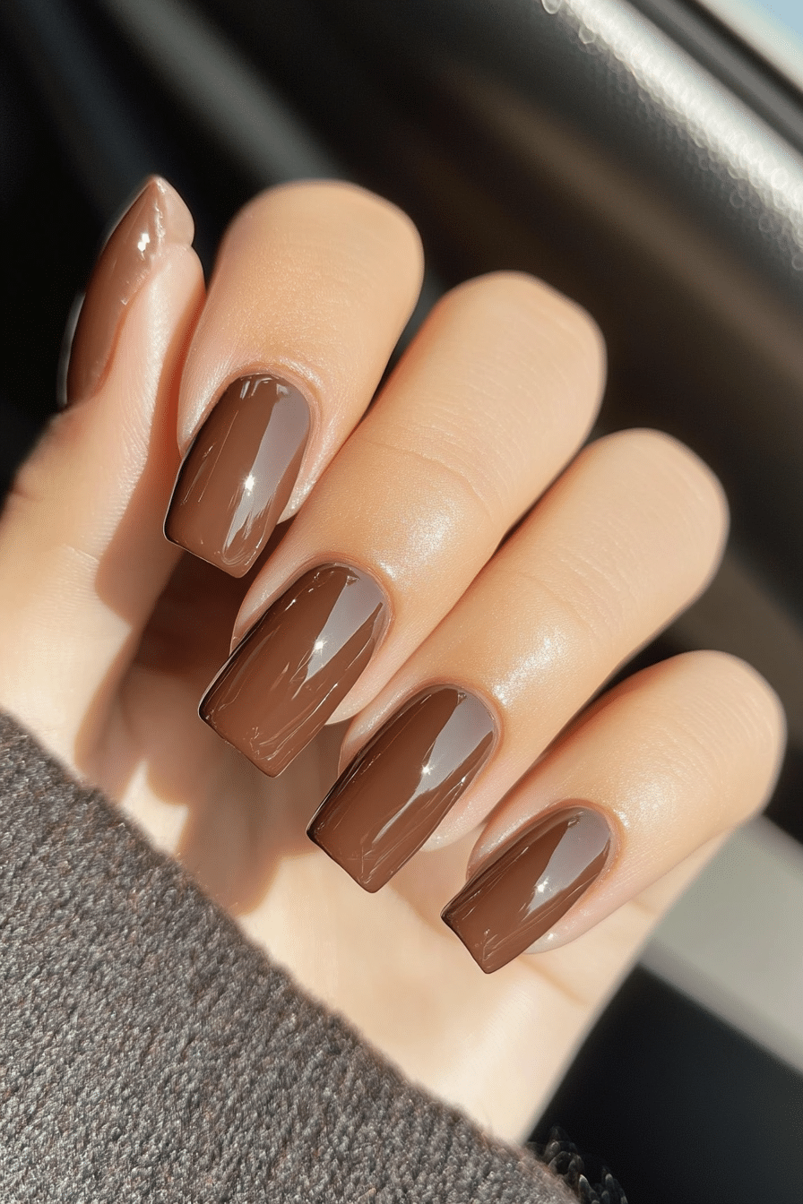 23. Classic Mocha Glow (Old Money Nail Design Ideas) - Old Money Nail Design Ideas