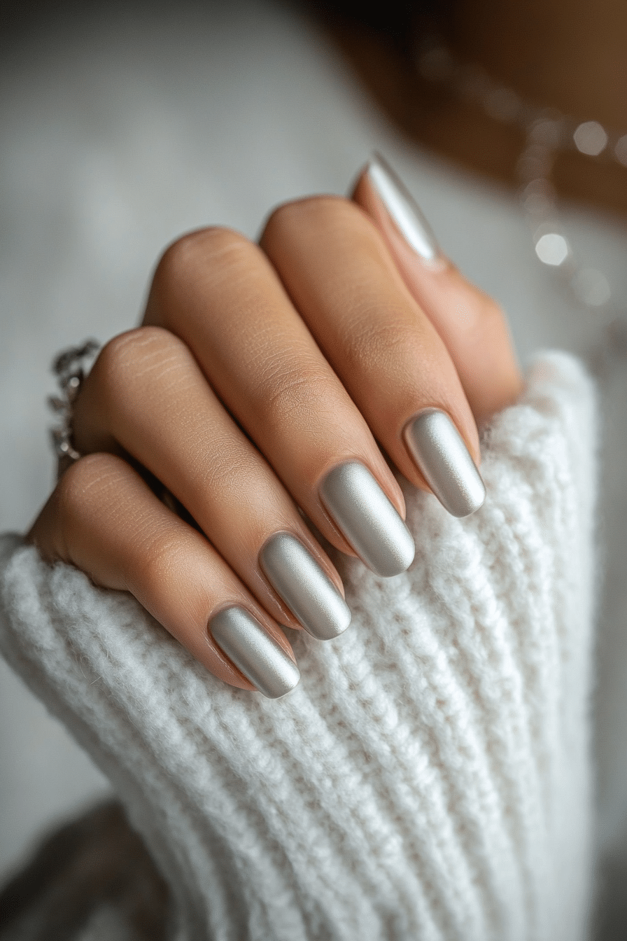 25. Silken Pewter Charm (Old Money Nail Design Ideas) - Old Money Nail Design Ideas